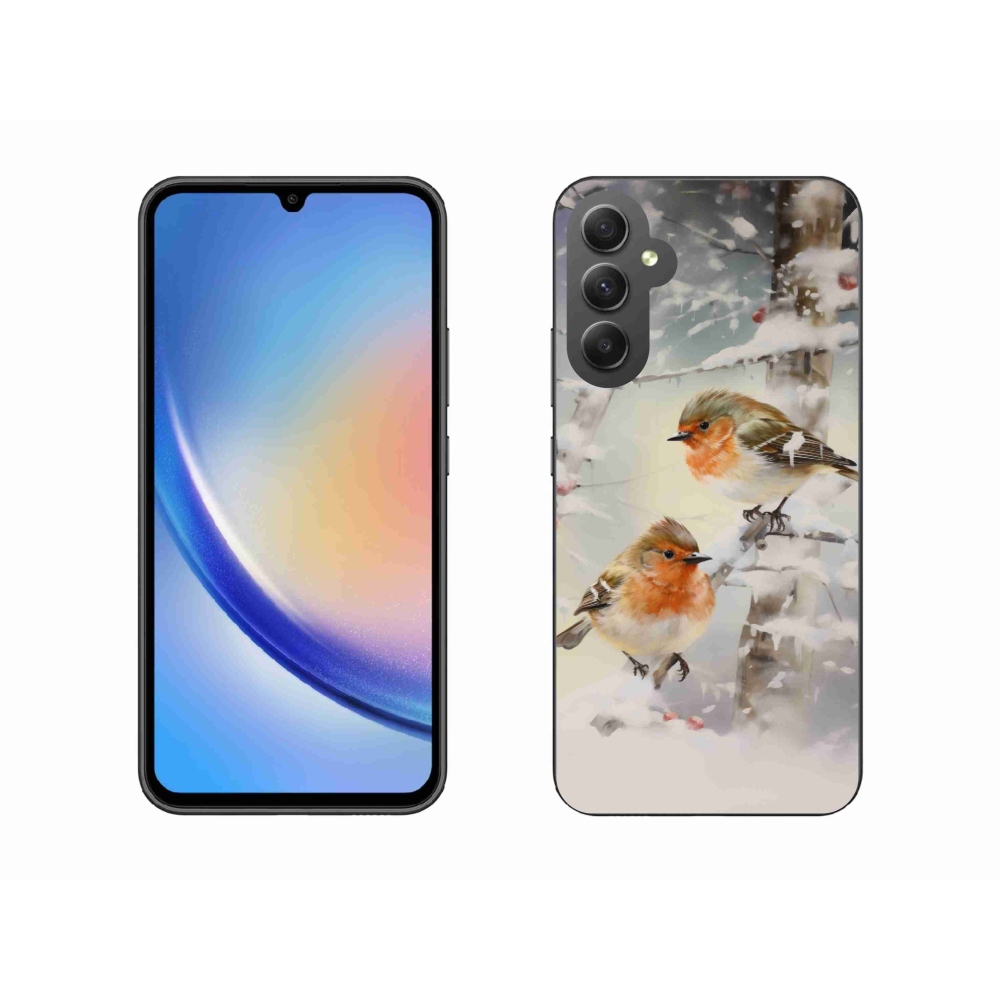 Gelový kryt mmCase na Samsung Galaxy A34 5G - ptáčci v zimě