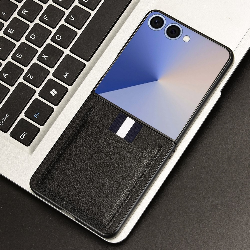 Combi plastový kryt s umělou kůží na Samsung Galaxy Z Flip7 5G - černý