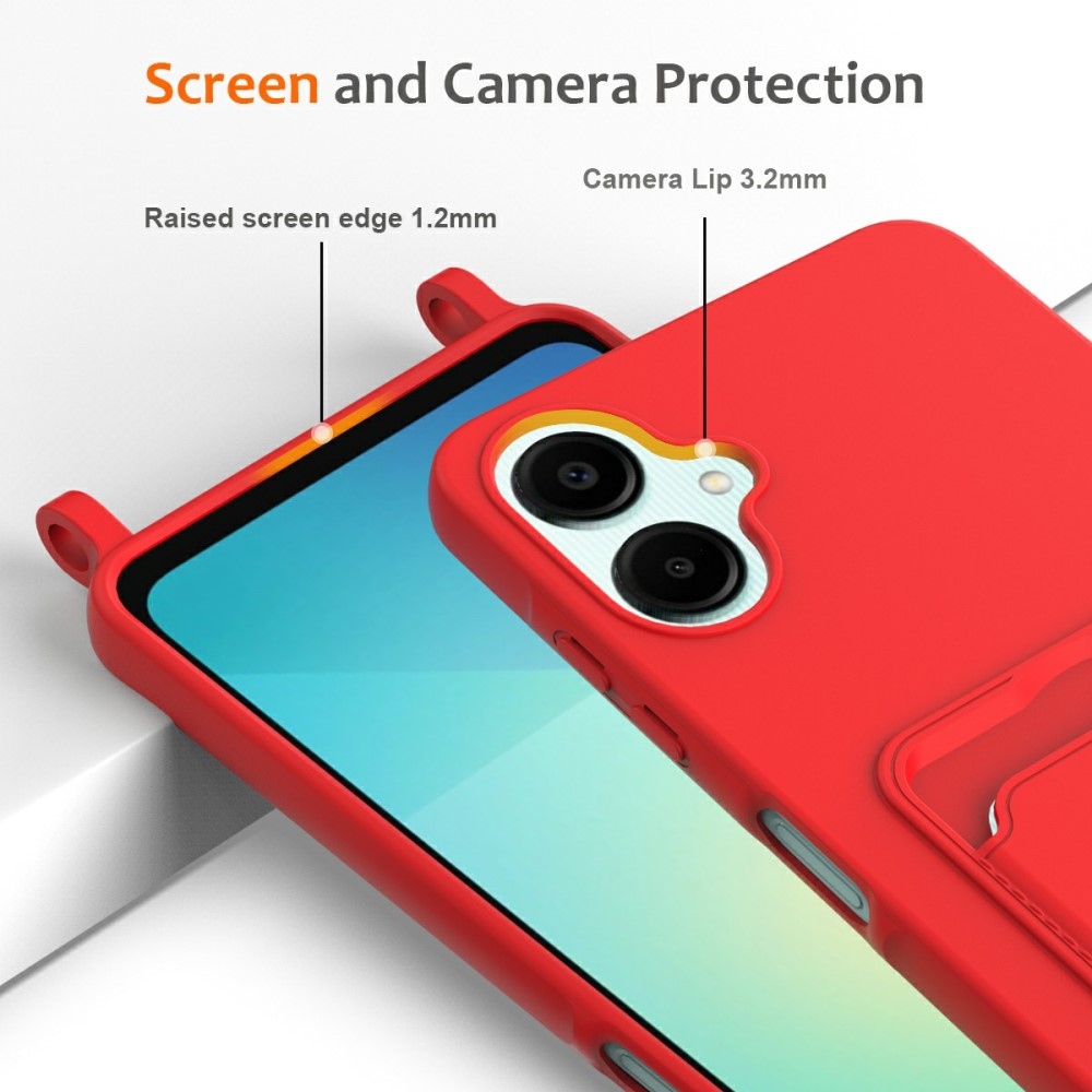 Card gelový obal se šňůrkou na Samsung Galaxy A06 4G - červený
