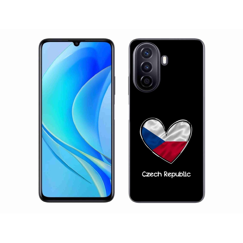 Gelový kryt mmCase na Huawei Nova Y70 - vlajka srdce černé pozadí