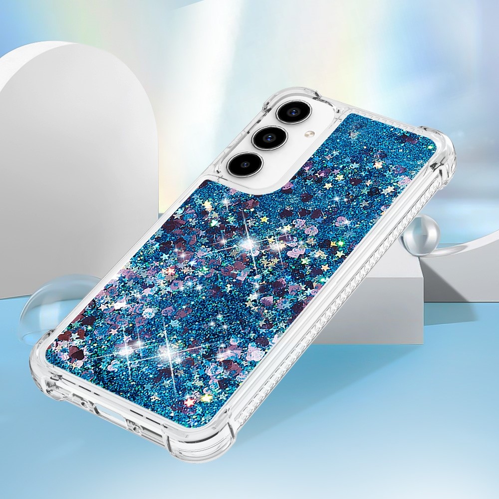 Glitter přesýpací gelový obal na Samsung Galaxy A56 5G - modrý/hvězdičky