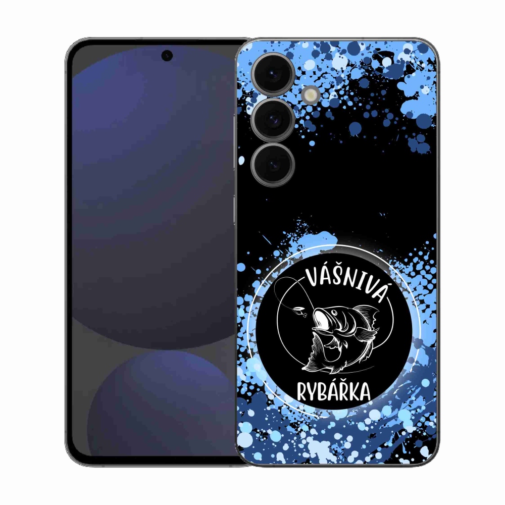 Gelový kryt mmCase na Samsung Galaxy S25 FE - vášnivá rybářka černé pozadí