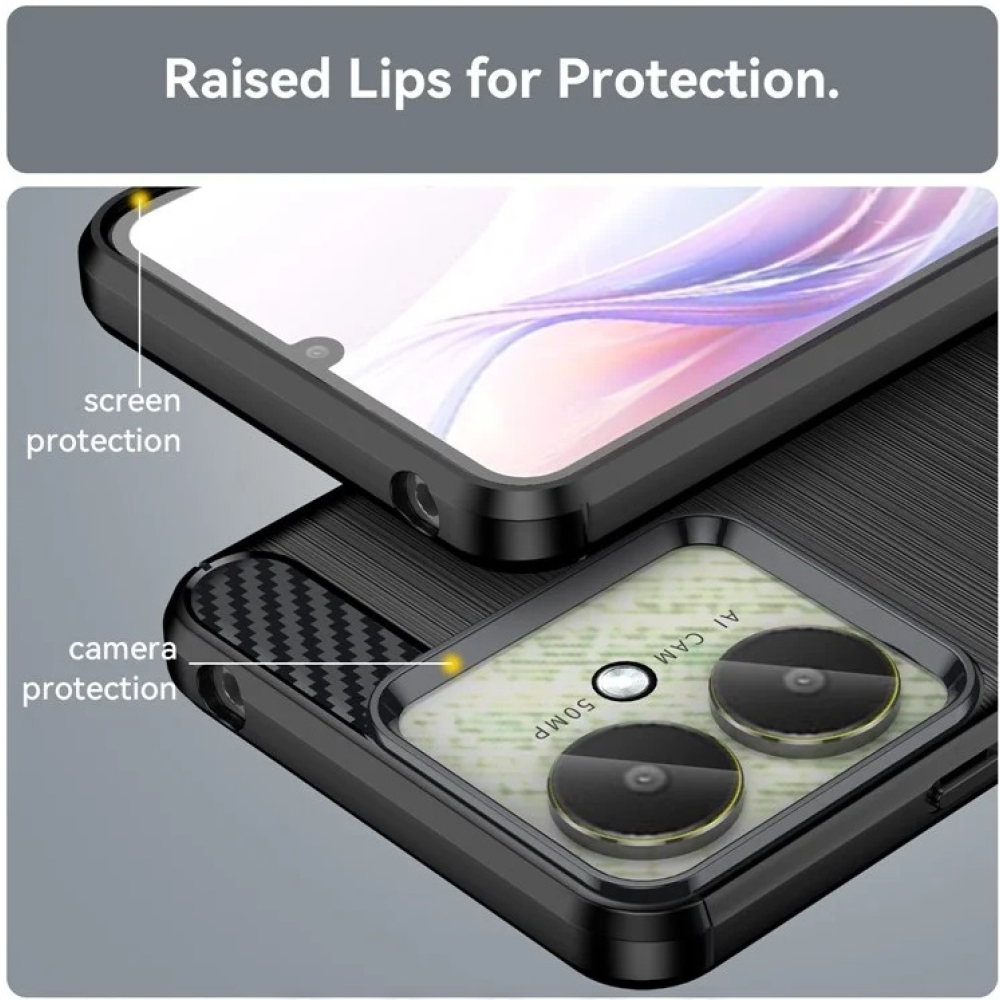 Carbon odolný gelový obal na Xiaomi Poco C65/Redmi 13C 4G/5G - černý