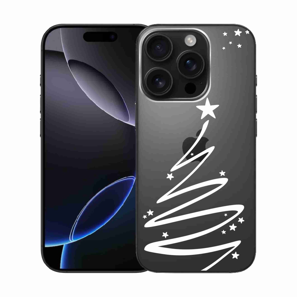 Gelový kryt mmCase na iPhone 16 Pro - bílý stromeček na průhledném pozadí