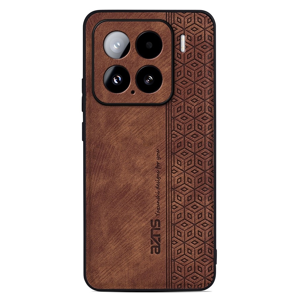 AZNS gelový obal potažený PU kůží pro mobil Xiaomi 15 - hnědý