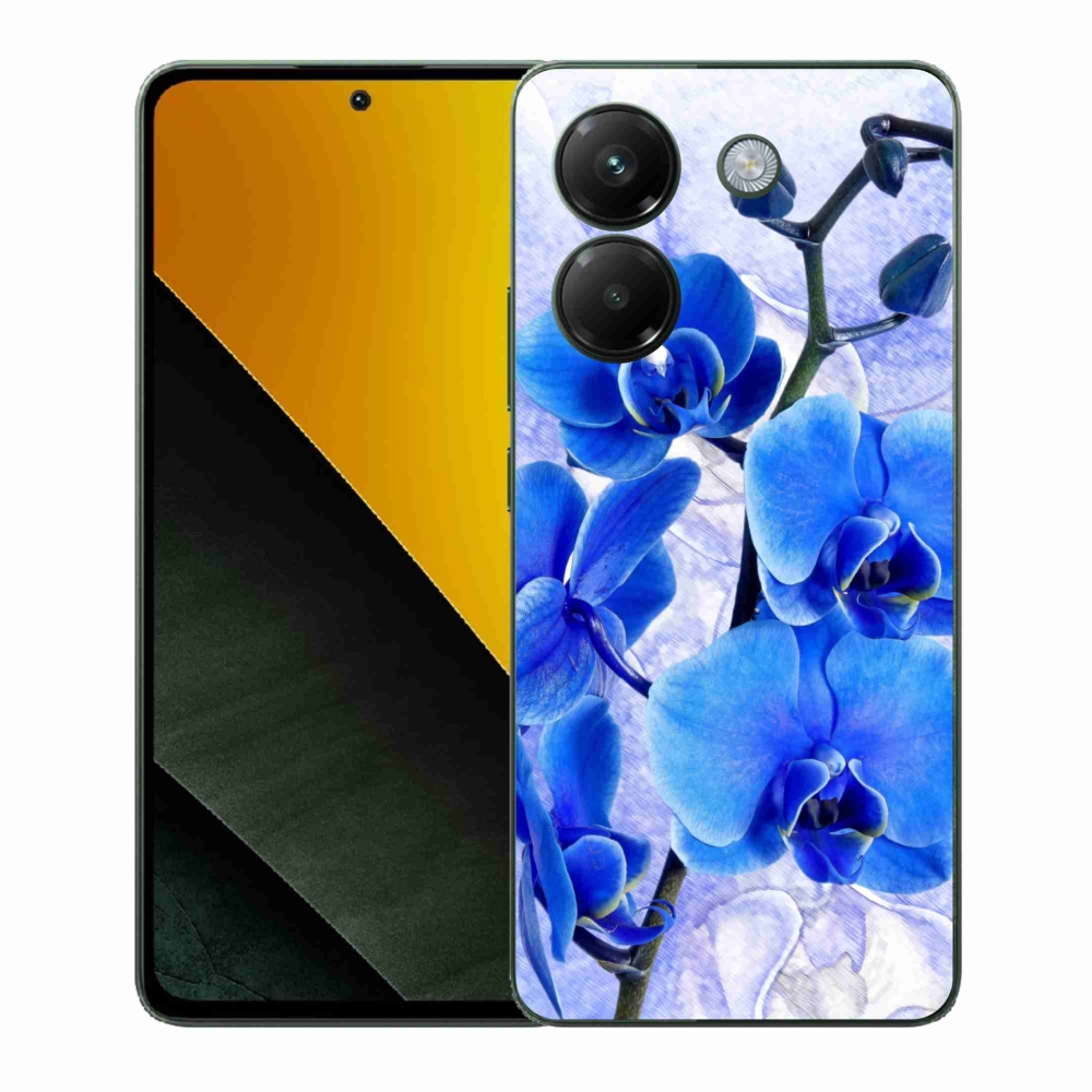 Gelový kryt mmCase na Xiaomi Poco M7 Pro 5G - modré květy