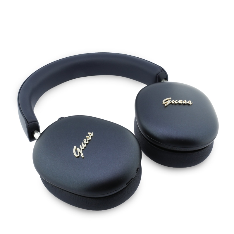 Guess Metallic Finish Gold Script Logo ENC Bezdrátová Sluchátka Navy