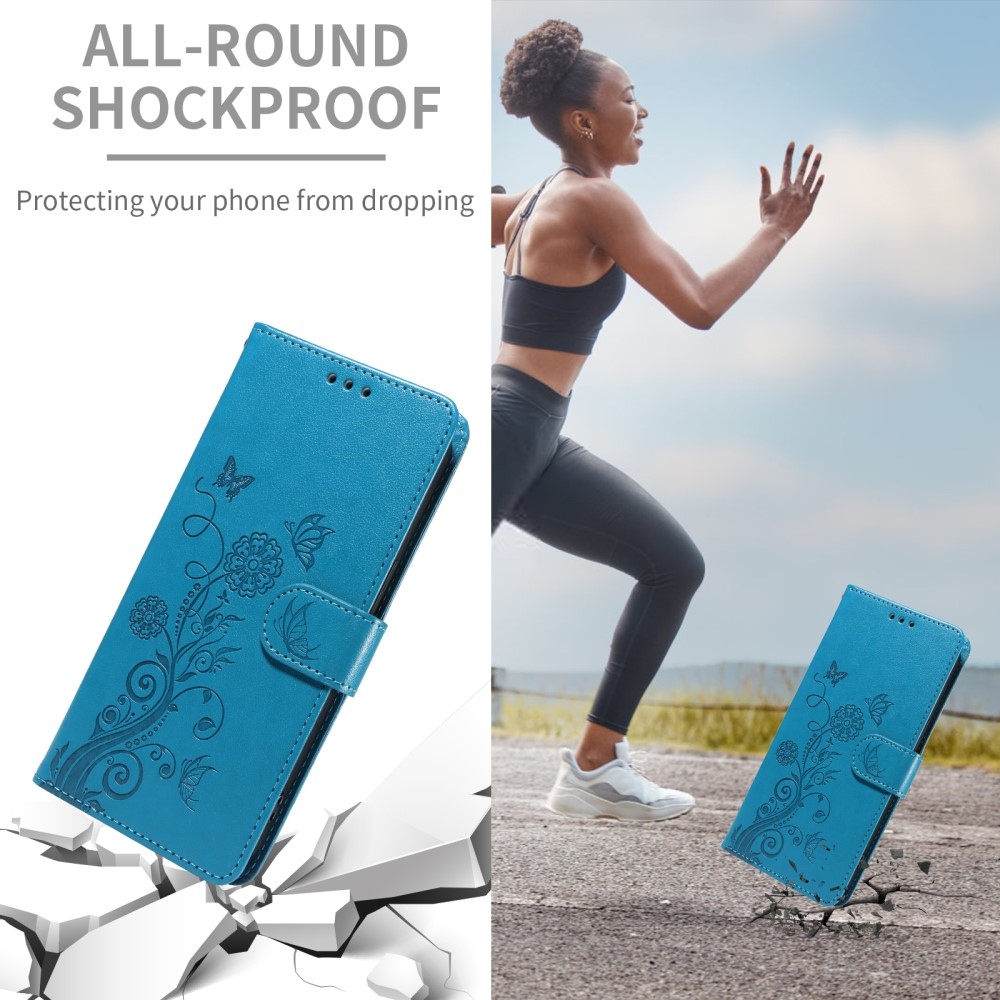 Flowery knížkové pouzdro na Xiaomi Redmi A5 (173.45x79.35x8.45mm) - modré