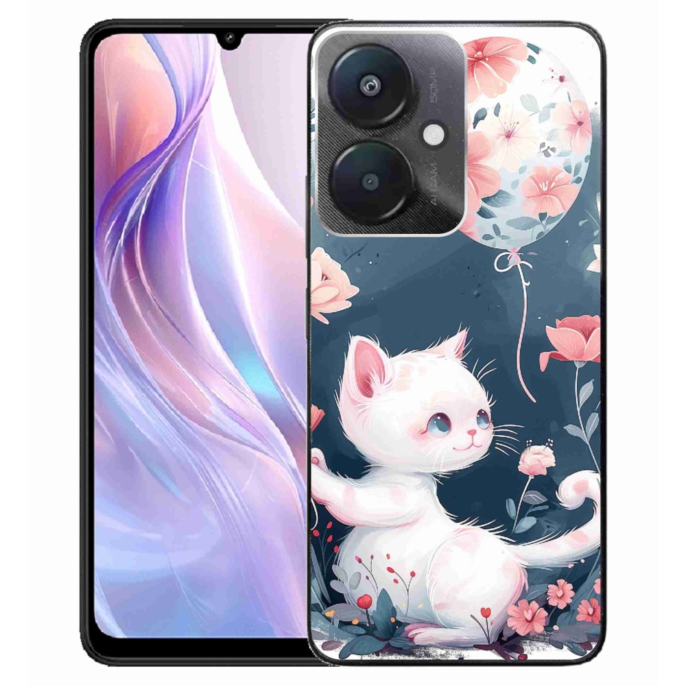 Gelový kryt mmCase na Xiaomi Redmi 13C 5G - kotě s balónkem