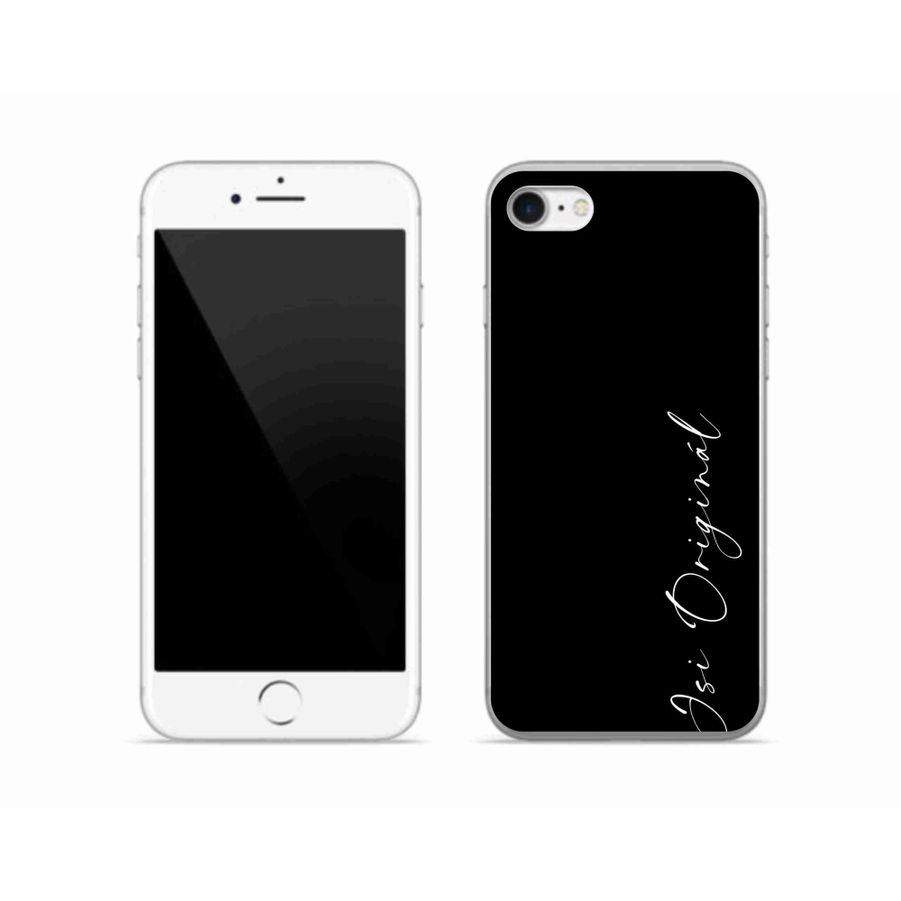 Gelový kryt mmCase na iPhone SE (2022) - jsi originál černé pozadí