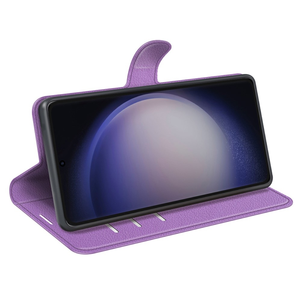 Litchi knížkové pouzdro na Samsung Galaxy S24 Ultra - fialové
