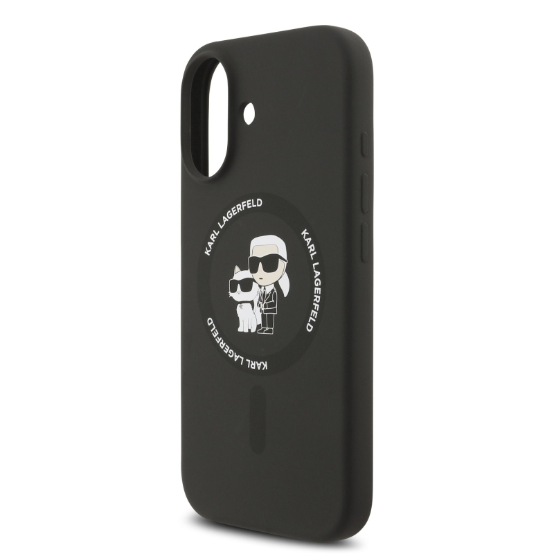 Karl Lagerfeld Liquid Silicone Karl and Choupette MagSafe Zadní Kryt pro iPhone 17 Black