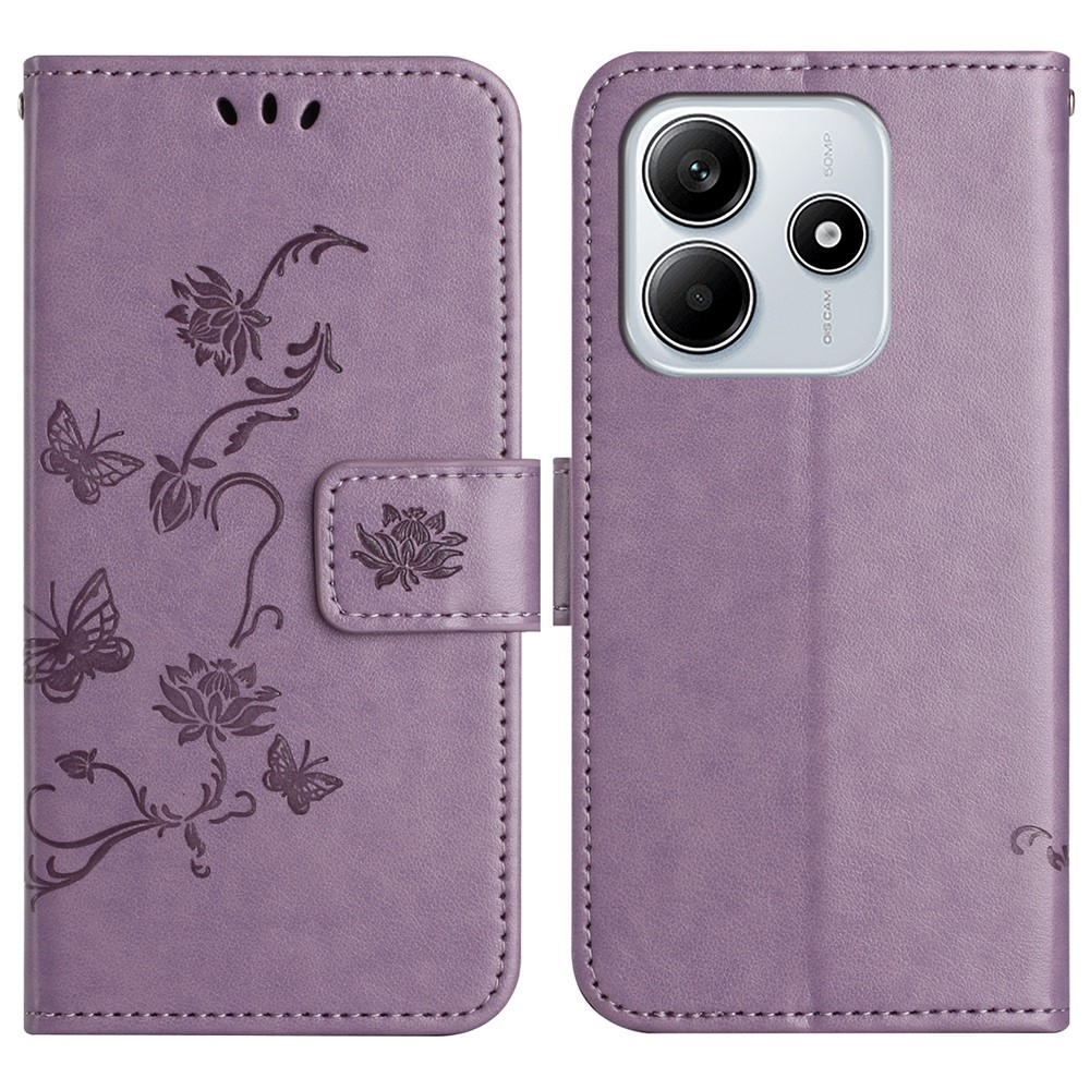 Flower knížkové pouzdro na Xiaomi Redmi Note 14 5G - světlefialové