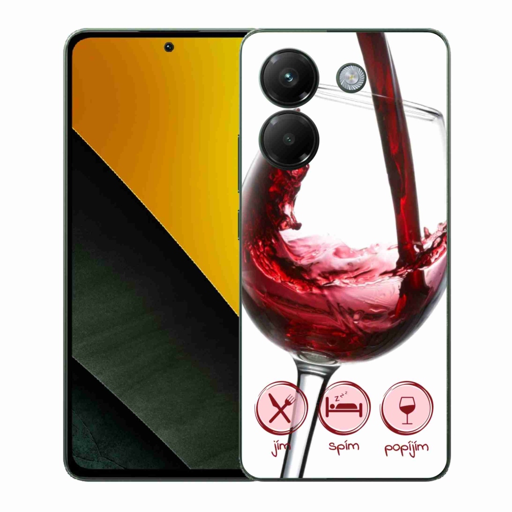 Gelový kryt mmCase na Xiaomi Poco M7 Pro 5G - sklenička vína červené