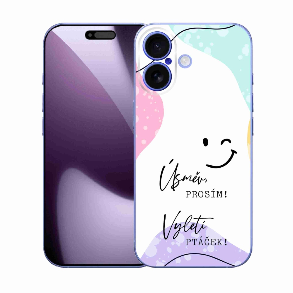 Gelový kryt mmCase na iPhone 17 - vtipný text 4 bílé pozadí