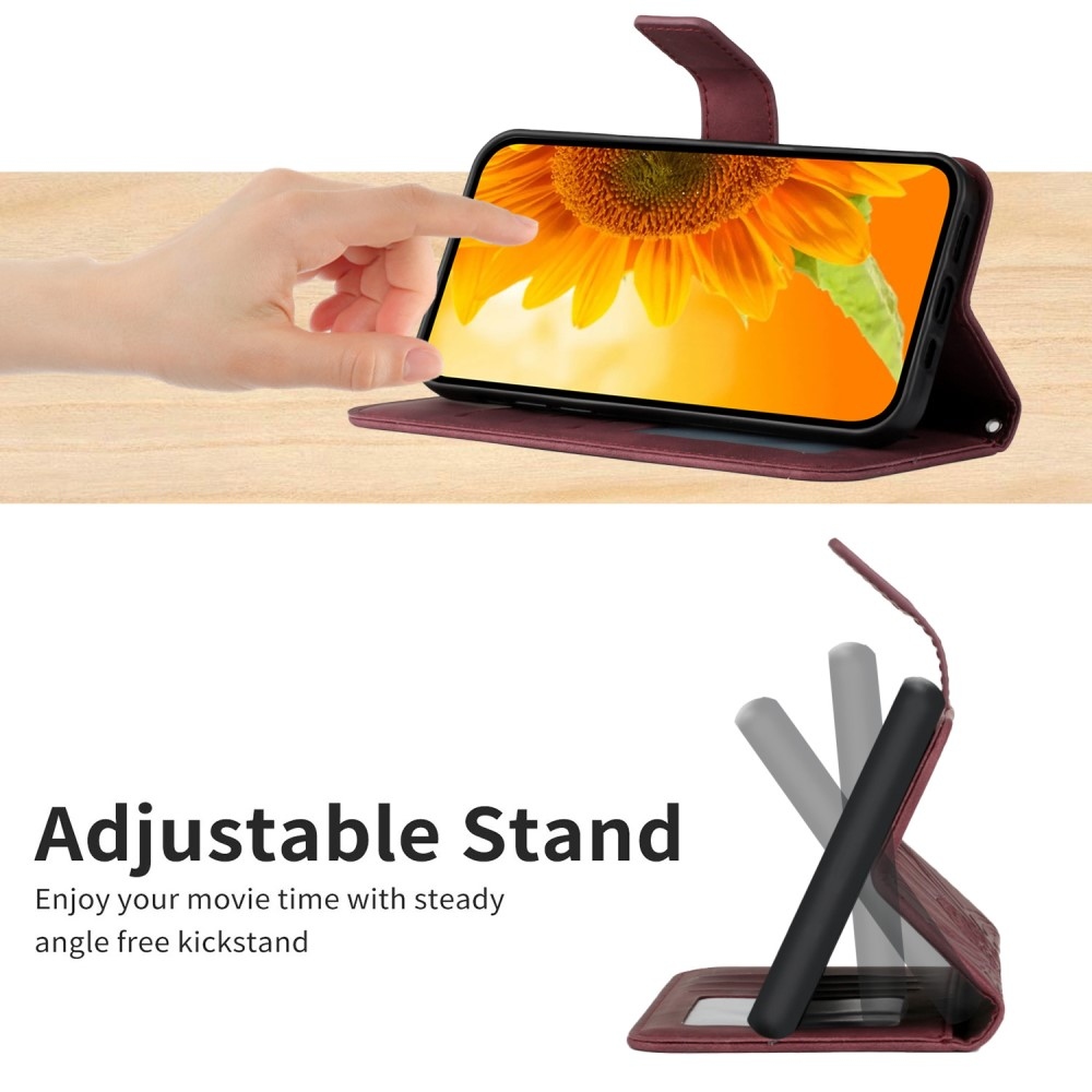 Sunflowers knížkové pouzdro na Xiaomi Redmi Note 14 Pro - vínové