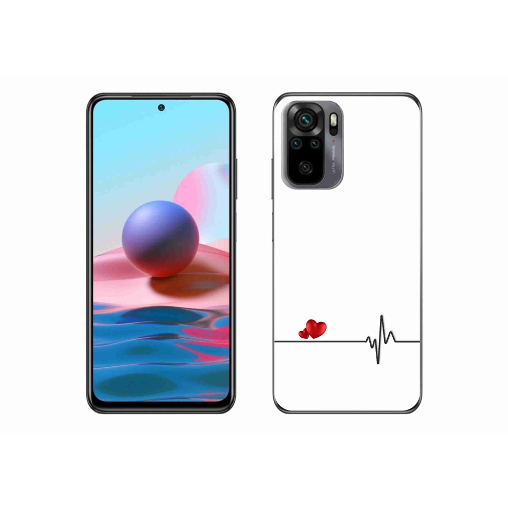 Gelový kryt mmCase na Xiaomi Redmi Note 10S - srdce a tep bílé pozadí