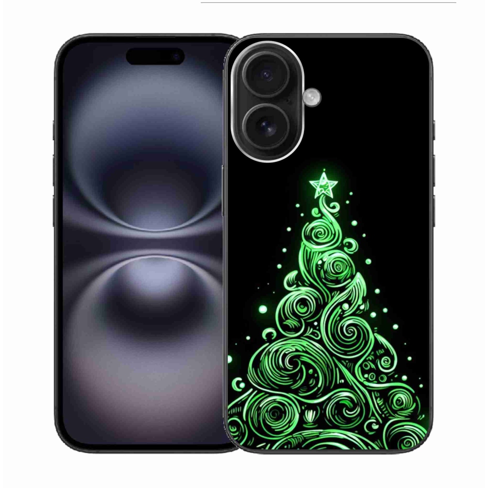 Gelový kryt mmCase na iPhone 16 - neonový vánoční stromek 3