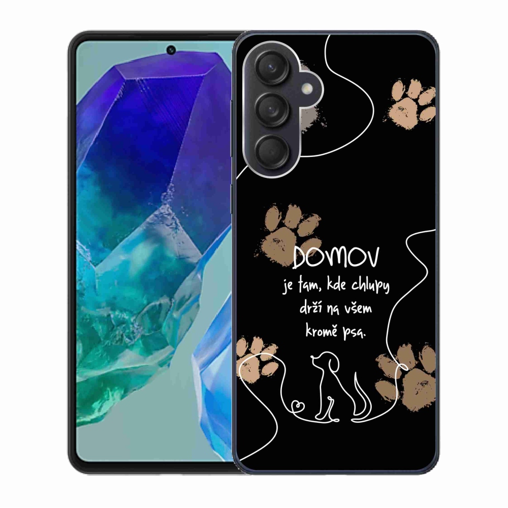 Gelový kryt mmCase na Samsung Galaxy M55 5G - psí motiv černé pozadí