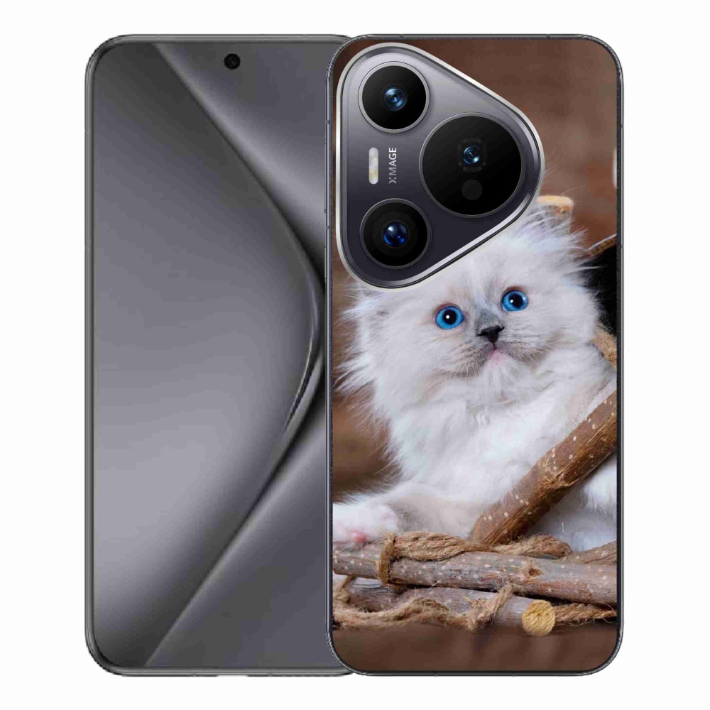 Gelový kryt mmCase na Huawei Pura 70 Pro - bílé kotě