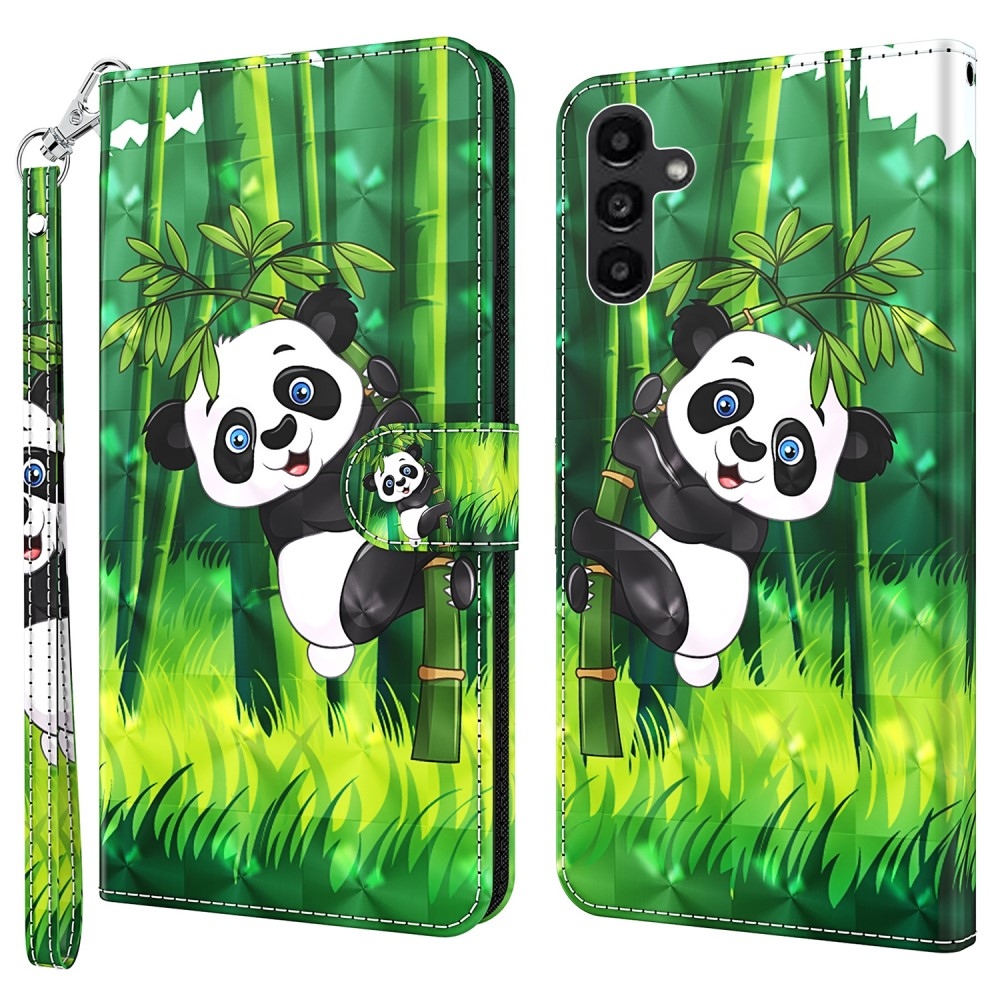 Print knížkové pouzdro na Samsung Galaxy A55 5G - panda na bambusu