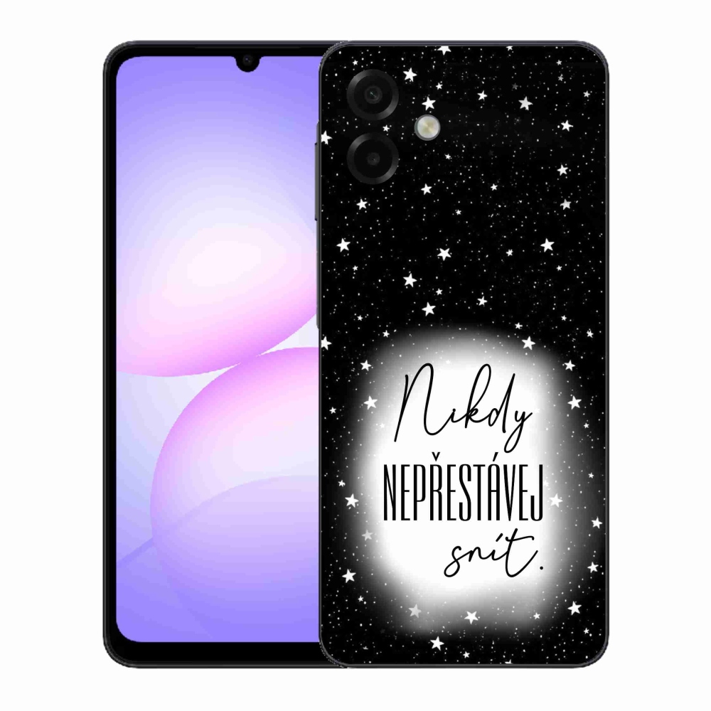 Gelový kryt mmCase na Samsung Galaxy A07 4G - citát 1 bíločerné pozadí