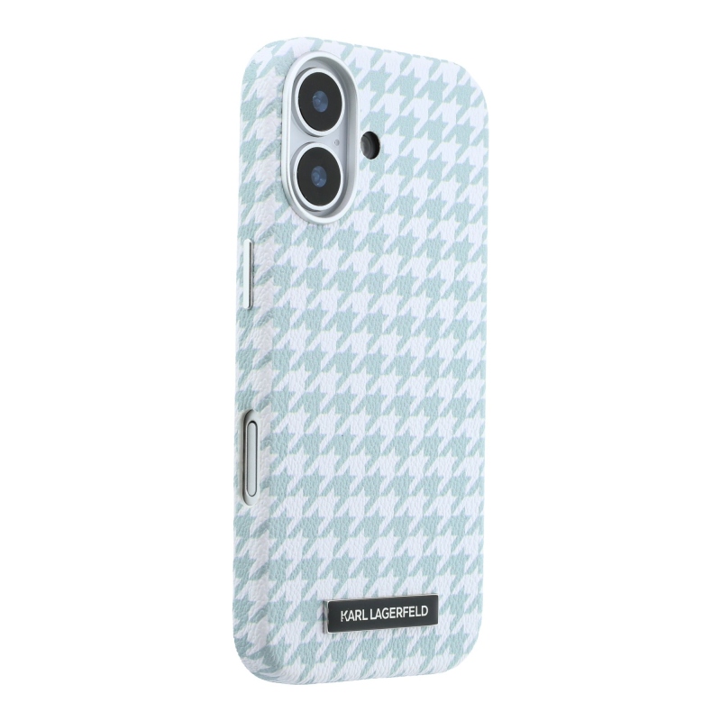 Karl Lagerfeld PU Houndstooth Resin Plate MagSafe Zadní Kryt pro iPhone 17 Blue