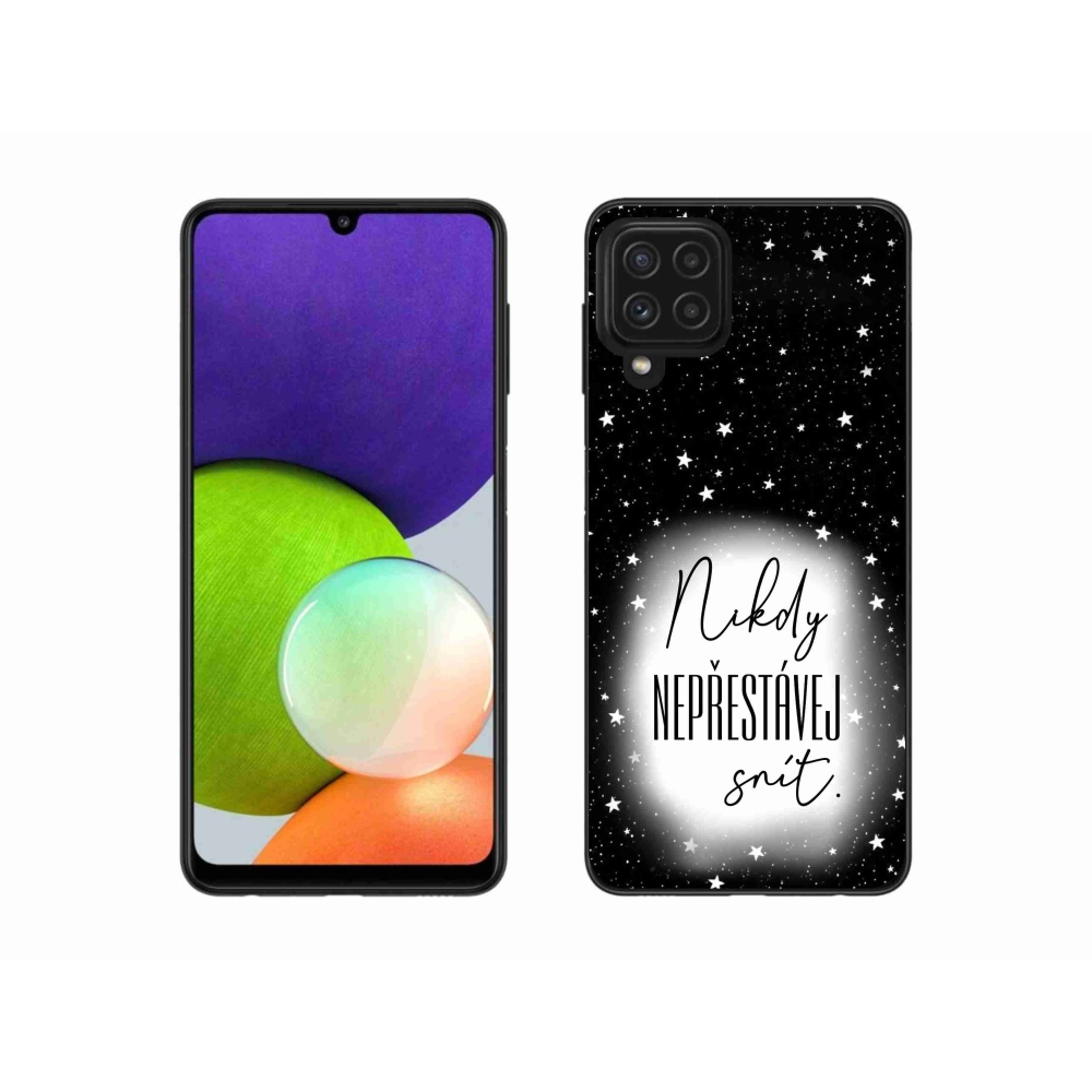 Gelový kryt mmCase na Samsung Galaxy A22 4G - citát 1 bíločerné pozadí