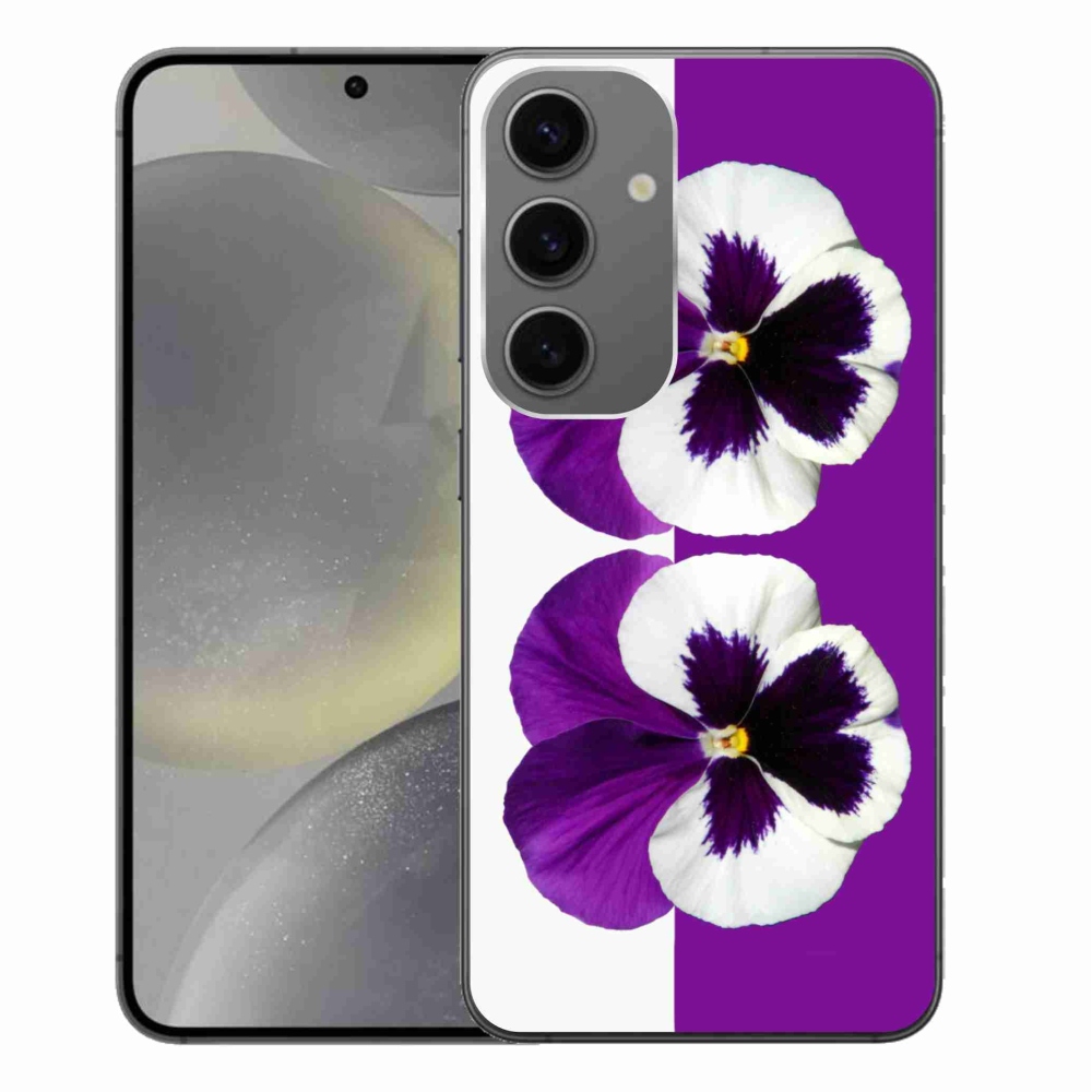 Gelový kryt mmCase na Samsung Galaxy S24+ - fialovobílý květ