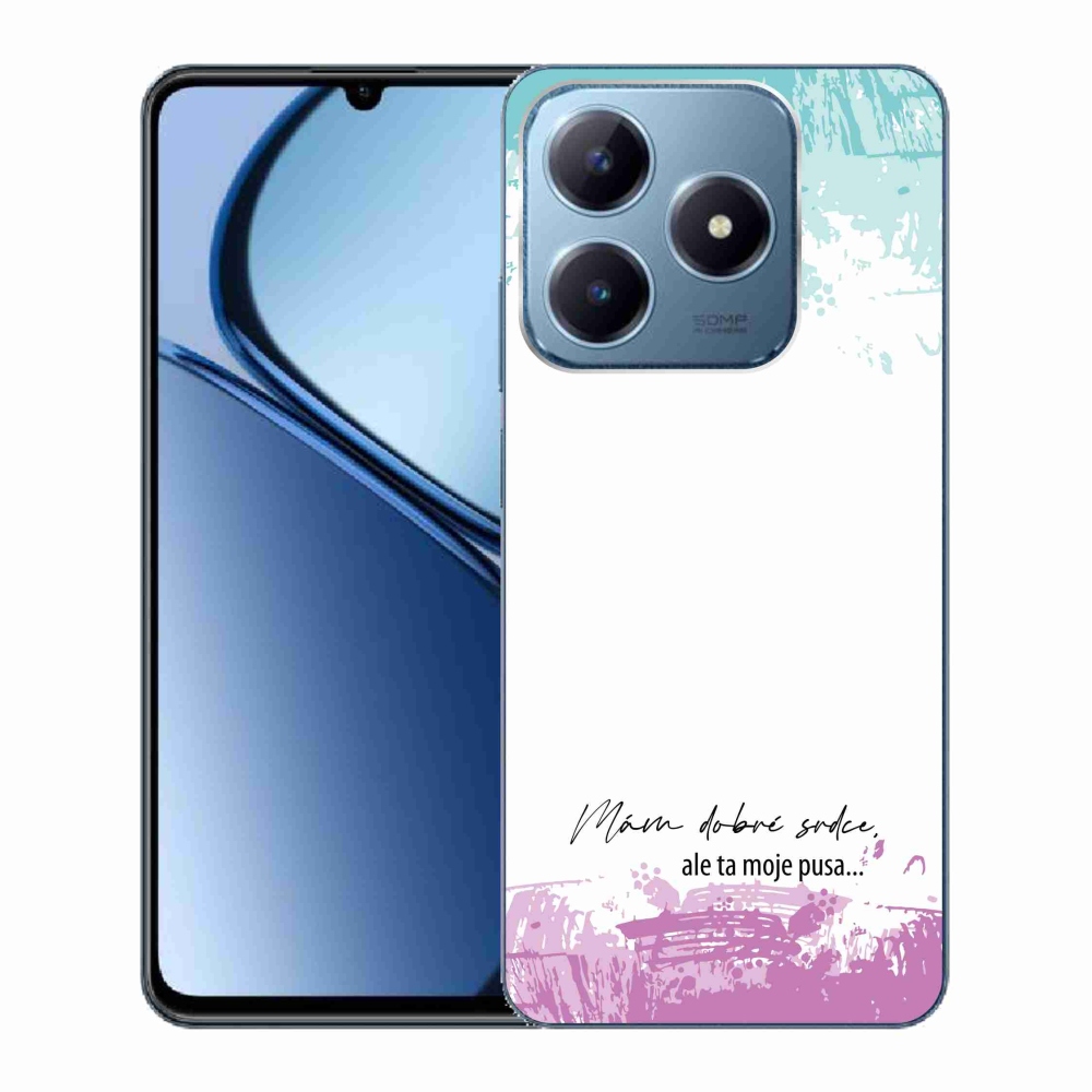 Gelový kryt mmCase na Realme C63 - vtipný text 3 bílé pozadí