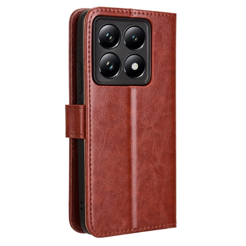 Crazy knížkové pouzdro na Xiaomi 14T Pro - hnědé