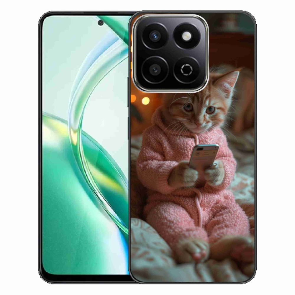 Gelový kryt mmCase na Honor 200 Smart 5G - kotě s mobilem
