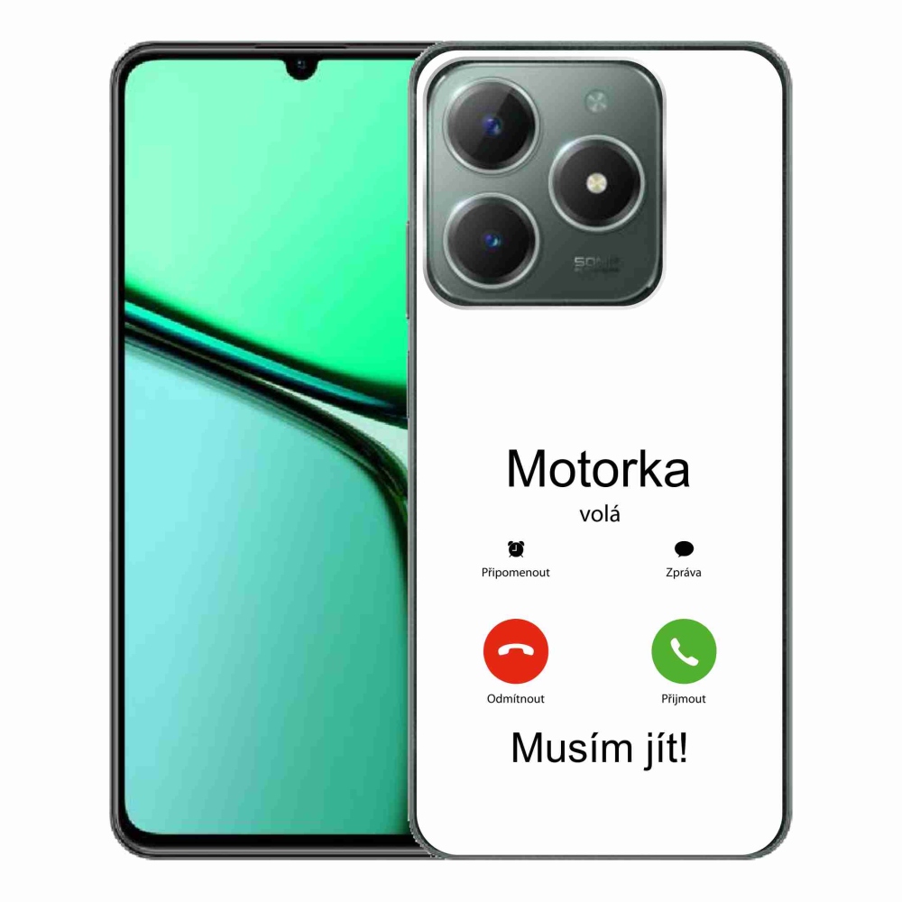 Gelový kryt mmCase na Realme C61 - motorka volá bílé pozadí