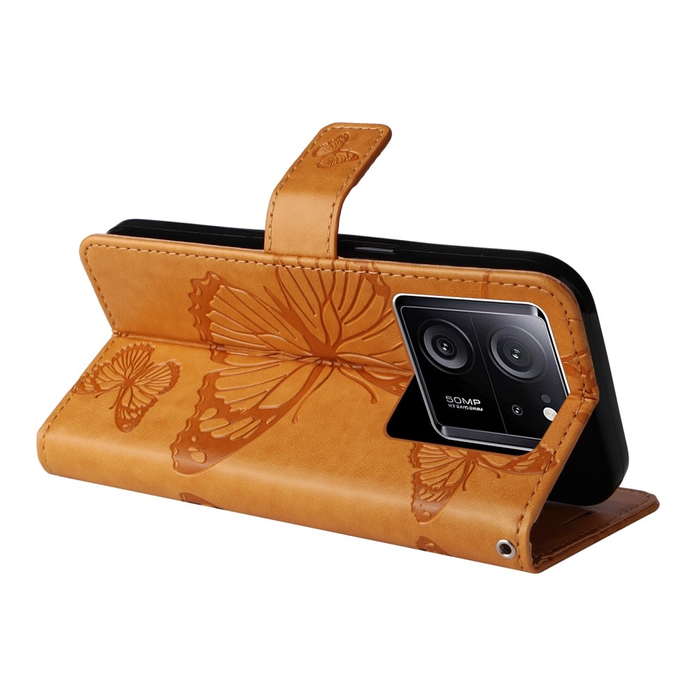 Big butterfly knížkové pouzdro na Xiaomi 13T/13T Pro - žluté