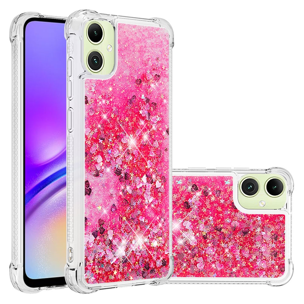 Glitter přesýpací gelový obal na Samsung Galaxy A07 4G - růžový/srdíčka