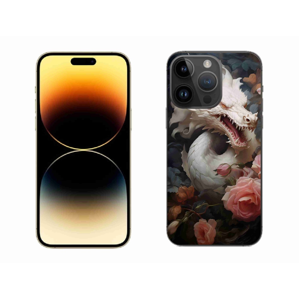 Gelový kryt mmCase na iPhone 14 Pro Max - bílý drak
