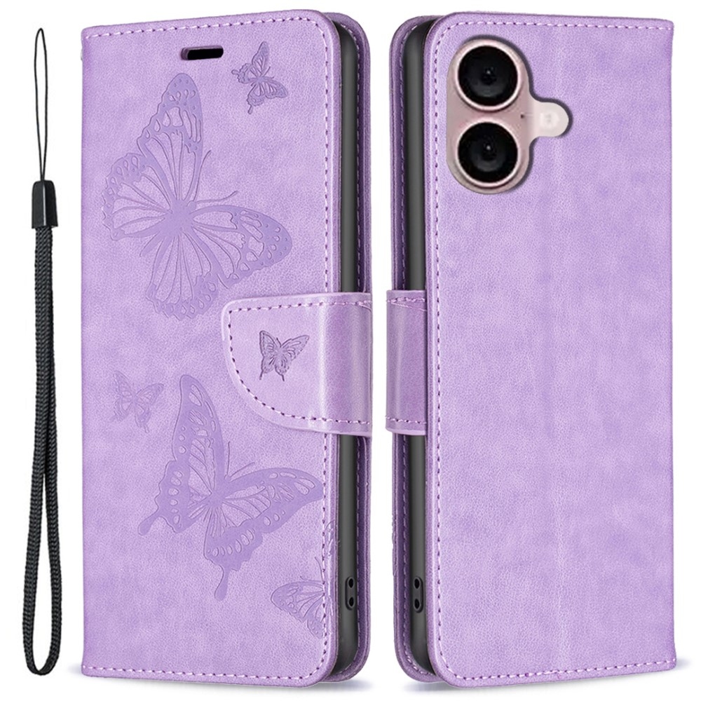 Butterfly knížkové pouzdro na iPhone 16 - světlefialové