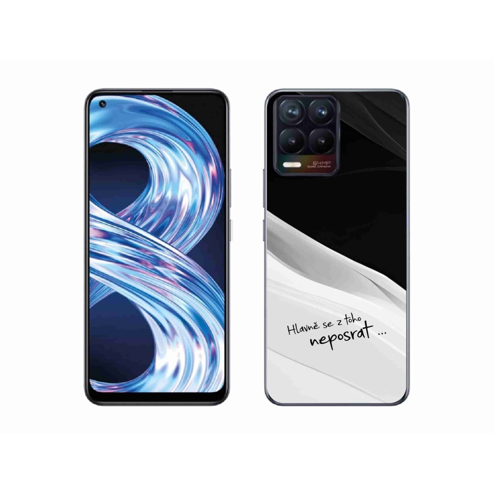 Gelový kryt mmCase na Realme 8 4G - vtipný text 13 bíločerné pozadí