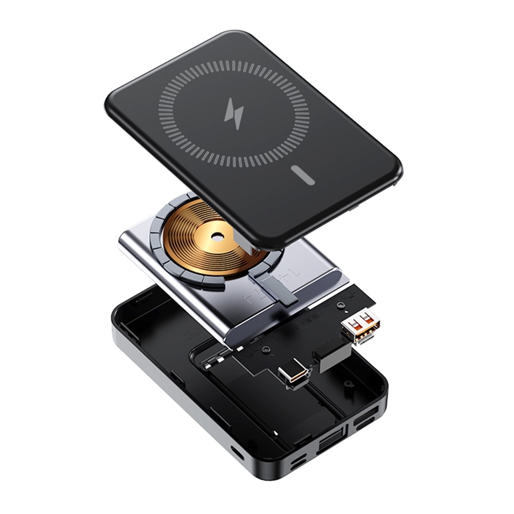 ZKD-03 magnetická powerbanka 10000 mAh 15W se stojánkem - černá