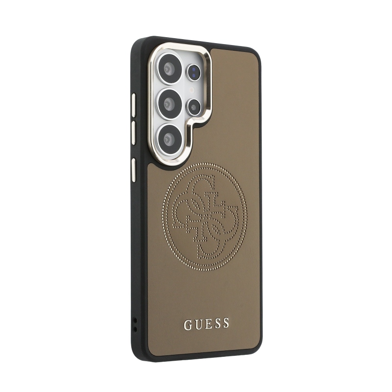 Guess PU Perforated 4G Logo Magnetic Zadní Kryt pro Samsung Galaxy S26 Ultra Brown
