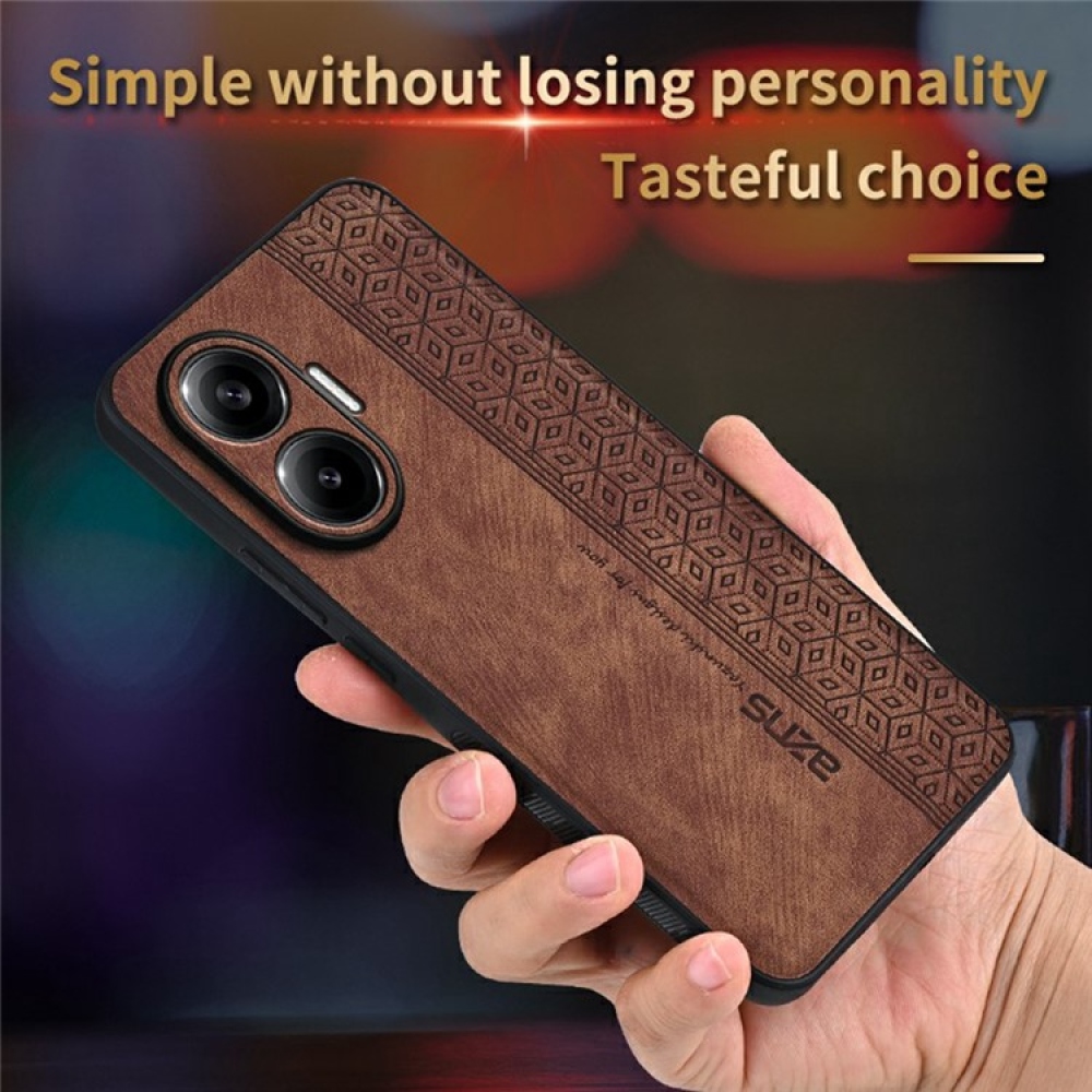 AZNS gelový obal potažený PU kůží pro mobil Xiaomi Poco F7 5G - hnědý