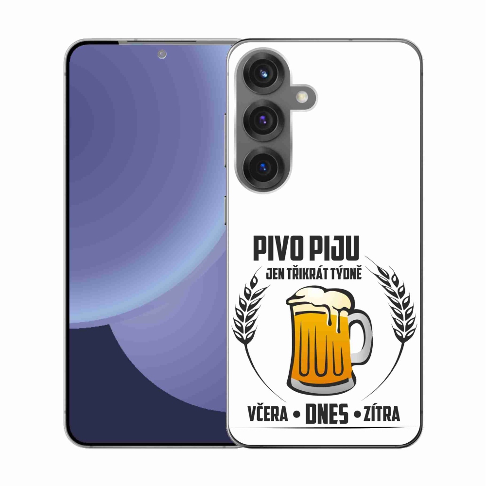 Gelový kryt mmCase na Samsung Galaxy S25 - pivní motiv bílé pozadí