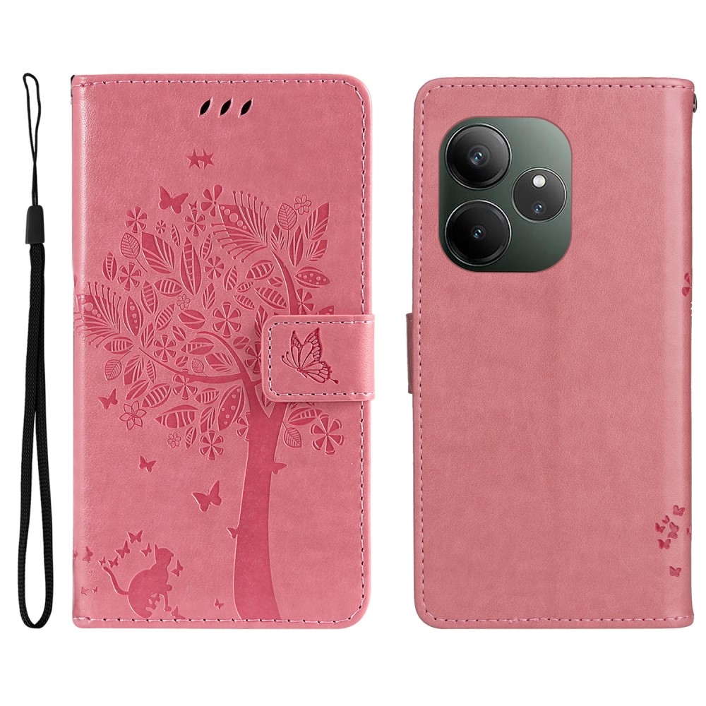 Tree knížkové pouzdro na Realme GT 6 5G/GT 6T 5G - růžové