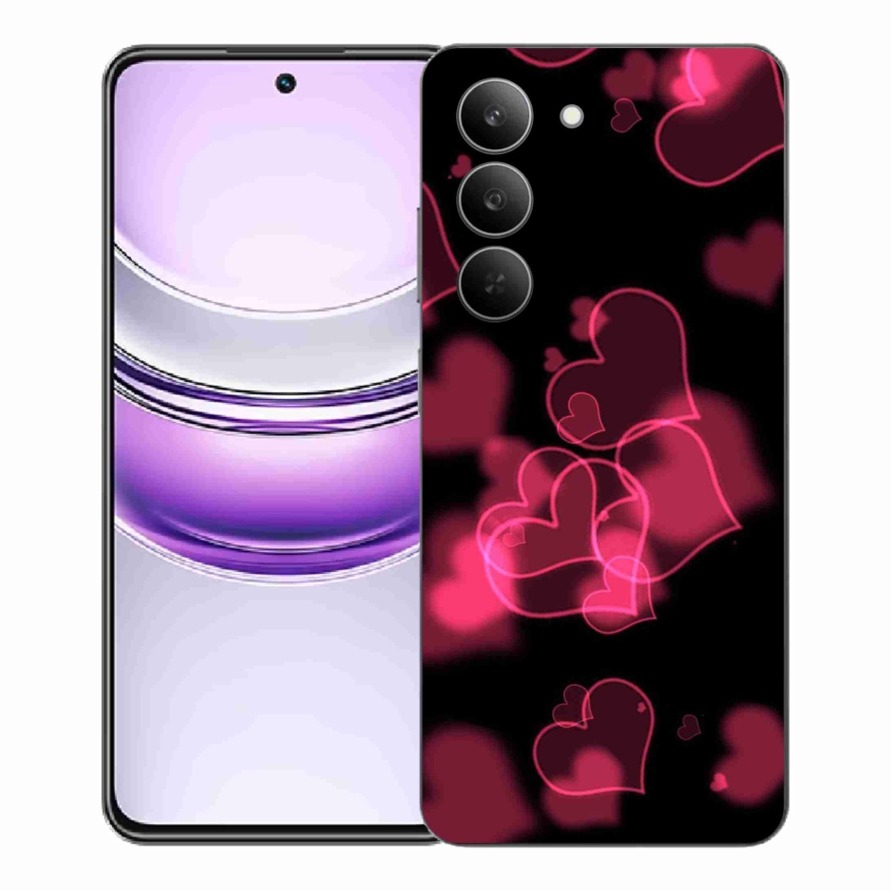 Gelový kryt mmCase na Realme 14x 5G - červená srdíčka