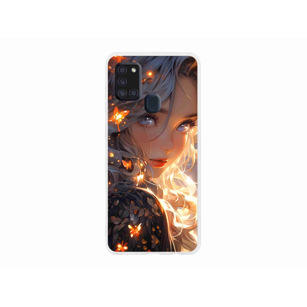 Gelový kryt mmCase na Samsung Galaxy A21s - dívka a motýli