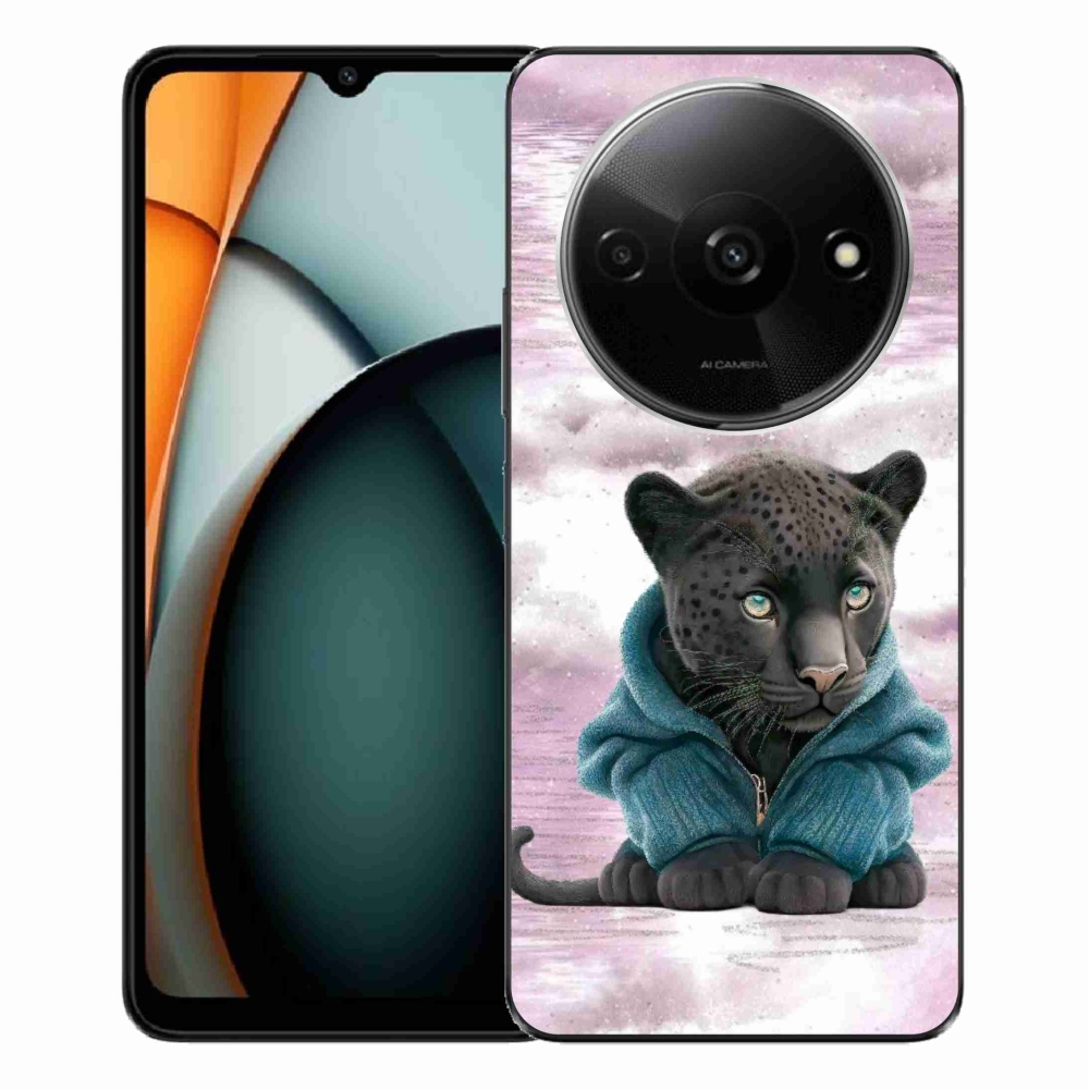 Gelový kryt mmCase na Xiaomi Redmi A3 - černý panter ve svetru