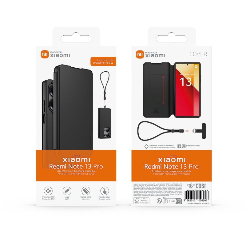 Made for Xiaomi Book Pouzdro s Poutkem pro Xiaomi Redmi Note 13 Pro 4G Black
