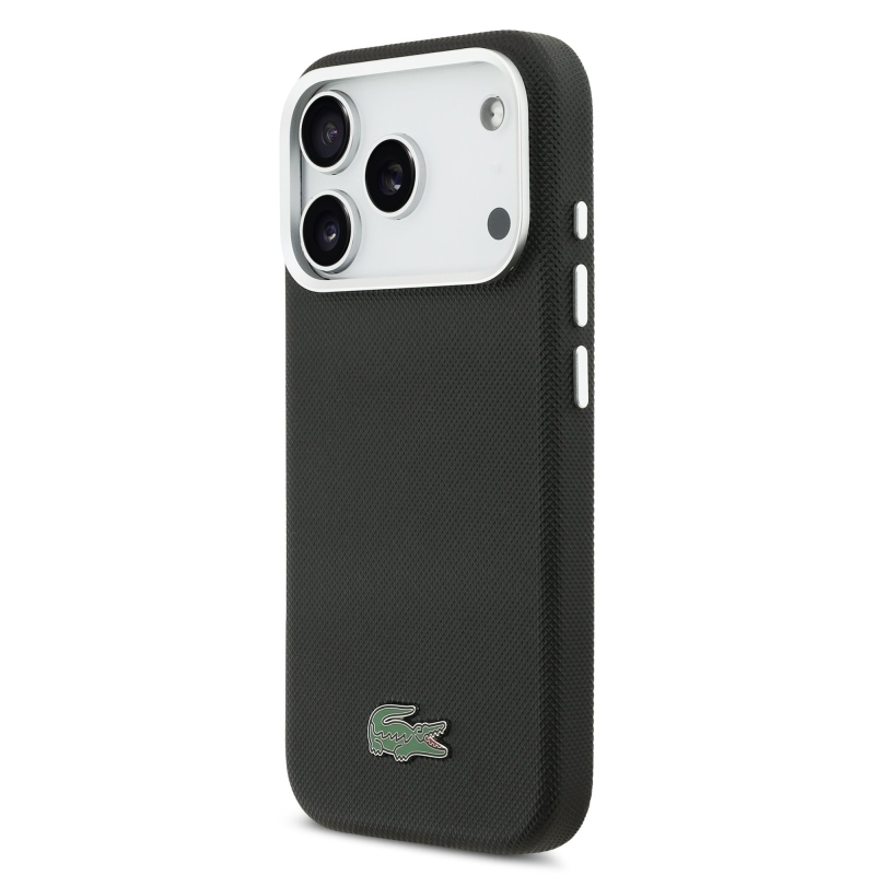 Lacoste Iconic Petit Pique Metal Logo MagSafe Zadní Kryt pro iPhone 17 Pro Max Black