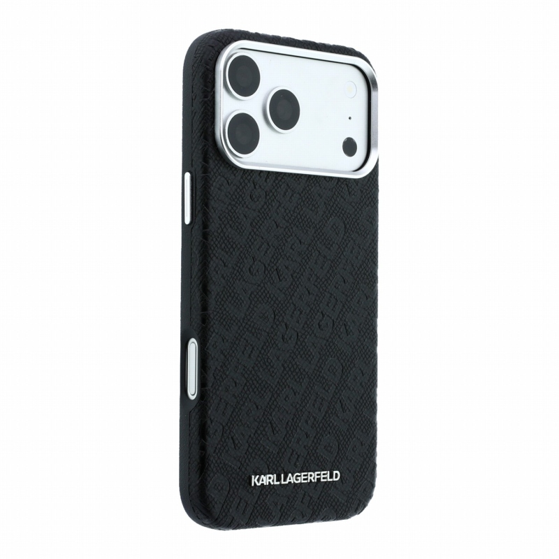 Karl Lagerfeld PU Grained Allover Semi Wrap Magsafe Zadní Kryt pro iPhone 18 Pro Black