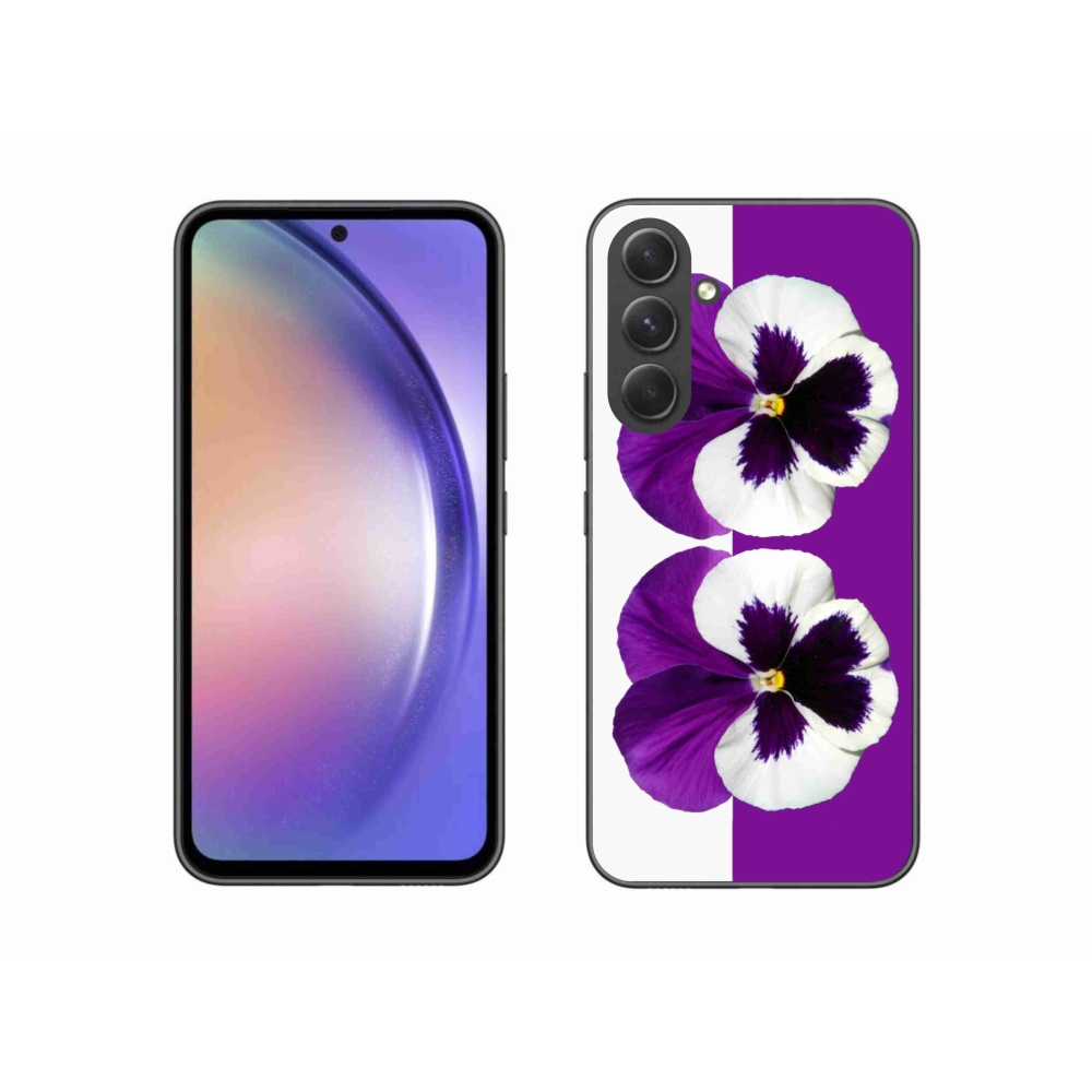 Gelový kryt mmCase na Samsung Galaxy A54 5G - fialovobílý květ